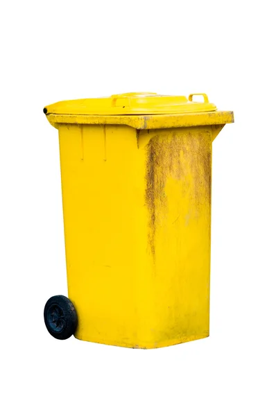 Sarı çöp kovası — Stok fotoğraf