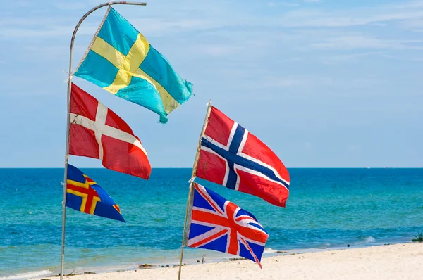 stock image Nation flags,Hua Hin beach Thailand