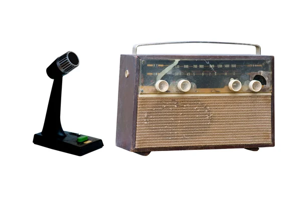 Vieille radio et microphone — Photo