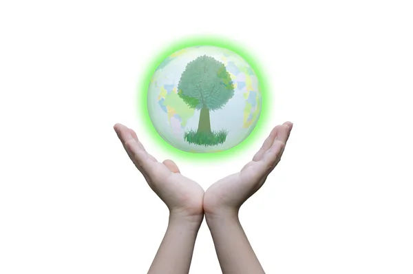 Two hands hold the Earth — Stock Photo, Image