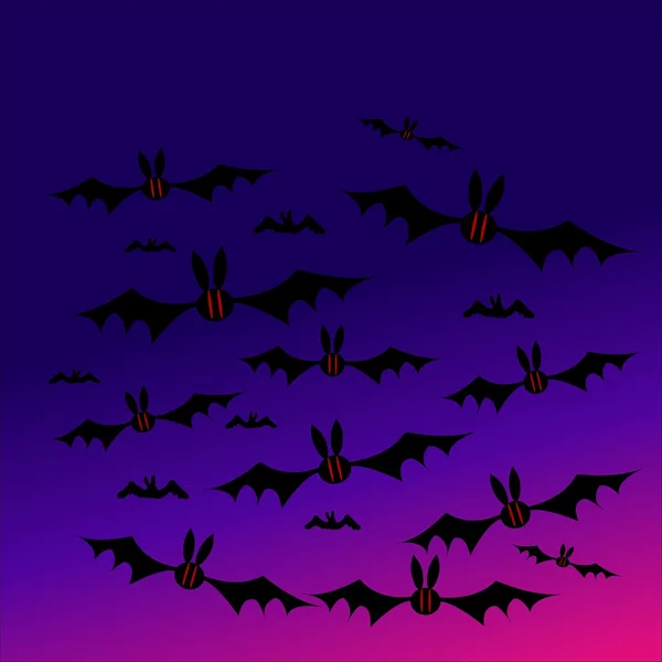 蝙蝠在夜间飞行时 — 图库矢量图片