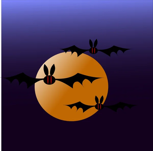 Morcego voador à noite — Vetor de Stock