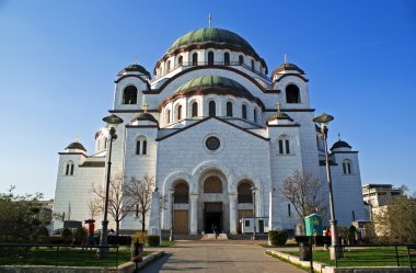 Cathedral of Saint Sava and blue sky clipart