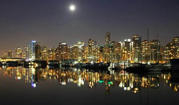 Vancouver centro, noche lunar — Foto de Stock