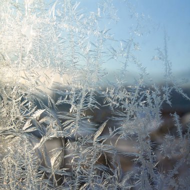 beyaz kristaller kış penceresinde