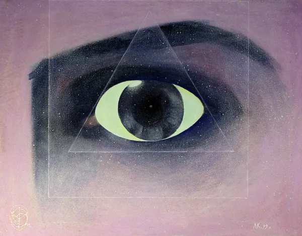 All-Seeing Eye painted on canvas with oil paints. — Stock Photo, Image