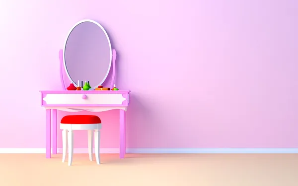 Maquiagem mesa na parede — Fotografia de Stock