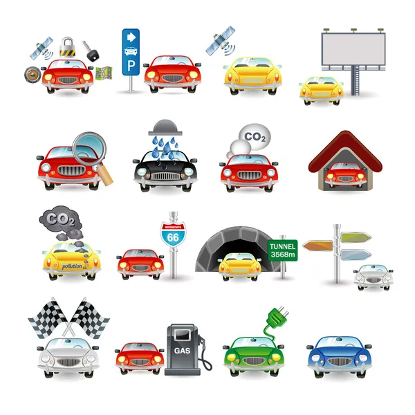 Zestaw ikon samochody — Wektor stockowy
