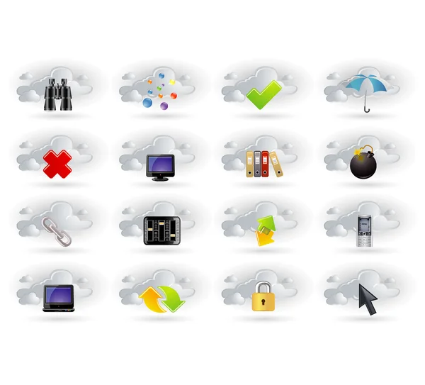 Cloud network icons set — Stok Vektör