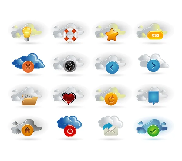 Clouds and icons — Stock Vector