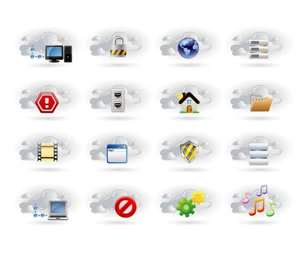 Icônes réseau Cloud — Image vectorielle