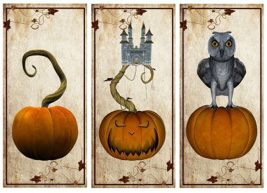 Halloween postcards clipart