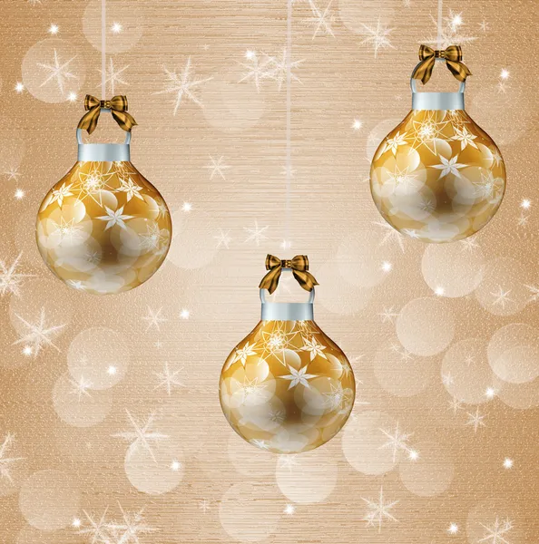 Gold christmas background with christmas balls — Stock Photo, Image