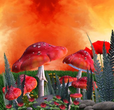 Mushrooms place clipart