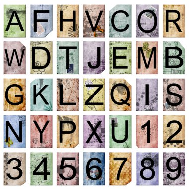 Vintage alfabe ve numaralar