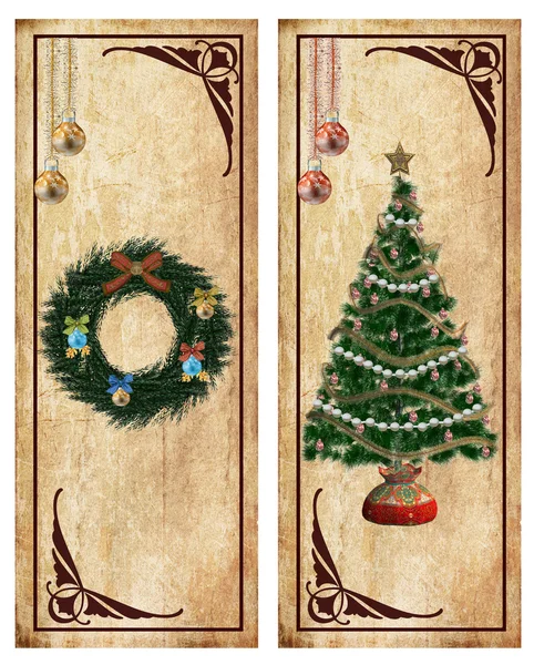 Weihnachtsetiketten oder Postkarten — Stockfoto