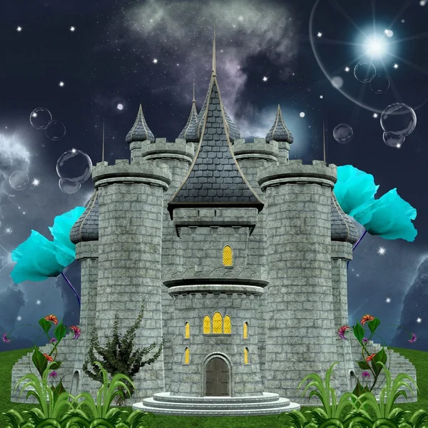 Nádherný hrad v noci — Stock fotografie
