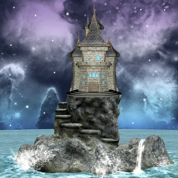 Gece bir ada üzerinde harika Sarayı — Stok fotoğraf