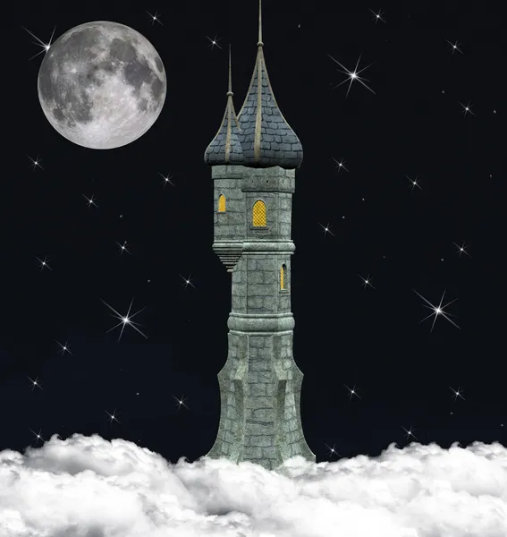 Torre de fantasia sobre as nuvens — Fotografia de Stock