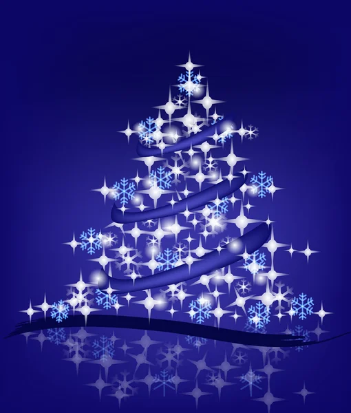 Lysande blå julgran — Stock vektor