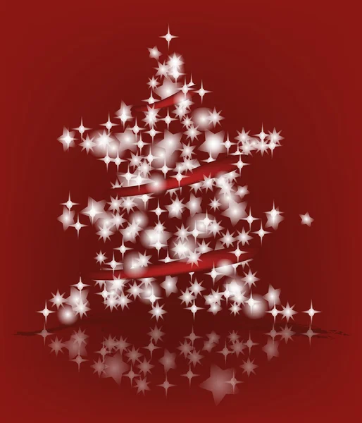Сияющая рождественская елка с различными звездами — стоковый вектор