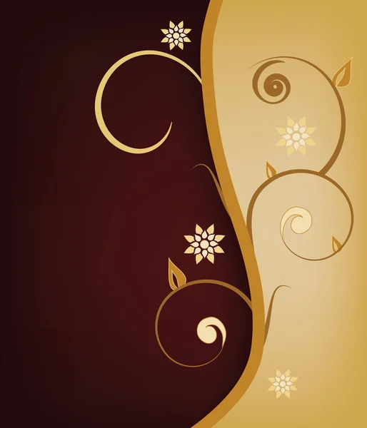 Fond de Noël en or avec des fleurs — Image vectorielle