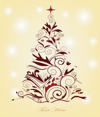 Christmas tree with stylized flowers
