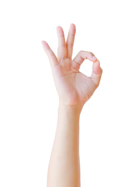 Mão mostrando sinal OK isolado — Fotografia de Stock