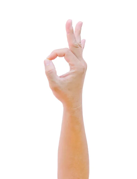 Hand zeigt Ok-Zeichen isoliert — Stockfoto