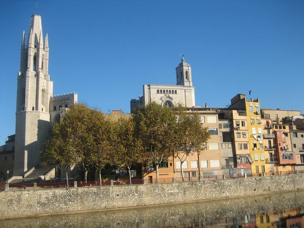 stock image Panorama of the old Spanish city of Gerona.