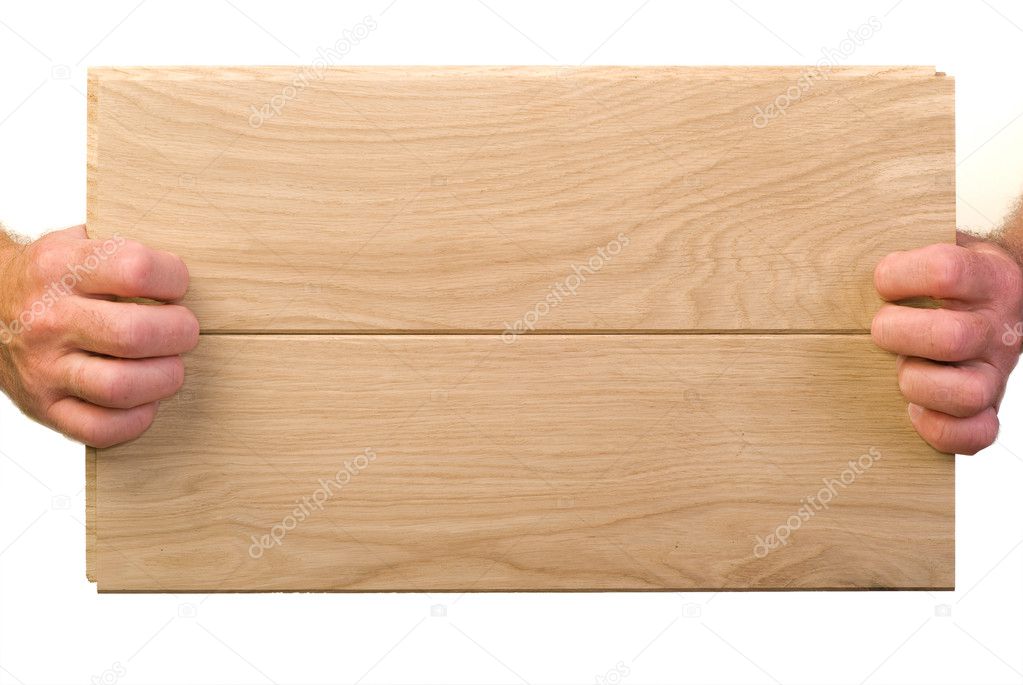 Oak boards in hand