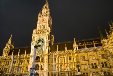 Munich town hall at night clipart