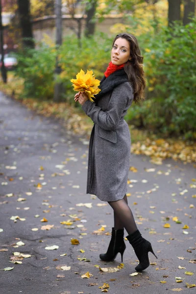 Girl in park colourful autumn — Stock Photo, Image