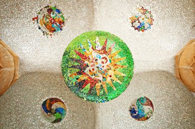 Colorful mosaic at Parc Guell, Barcelona - Spain clipart