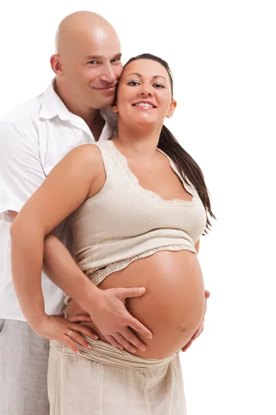 Šťastná těhotná žena se svým manželem — Stock fotografie