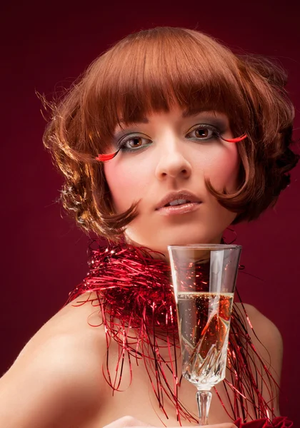 Beautiful woman with champagne glass — Stock Photo, Image