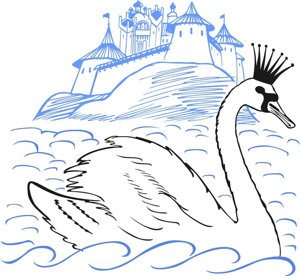 Swan and palace — Stock Vector
