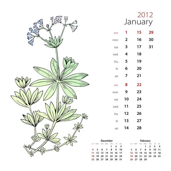 Kalender 2012 (Januar)) — Stockvektor