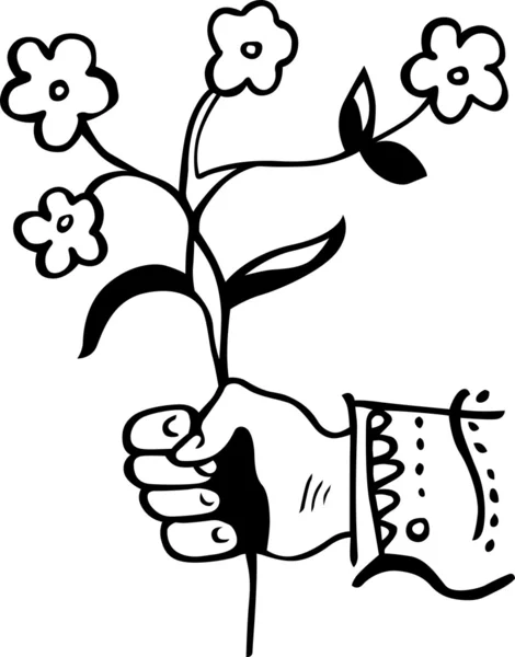 Main avec des fleurs — Image vectorielle