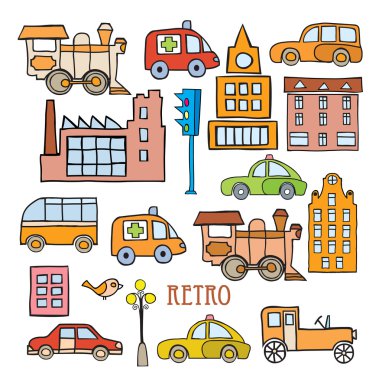 Transport in the style of cartoon clipart