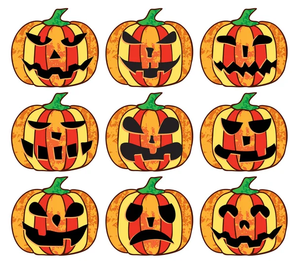 Halloween pumpkins kümesi — Stok Vektör