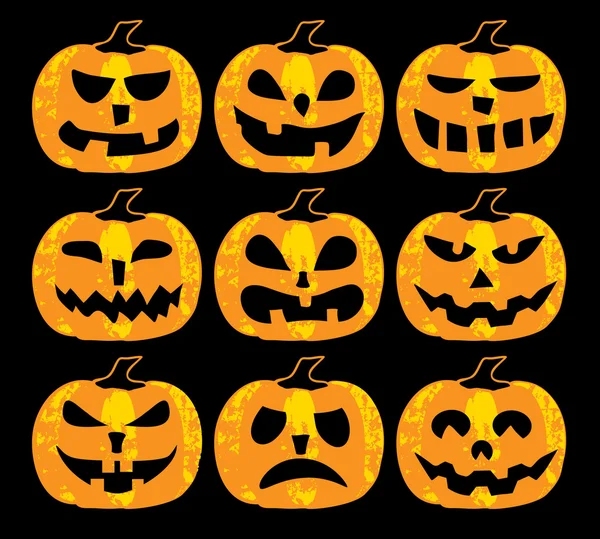 Set of halloween pumpkins — Stock Vector