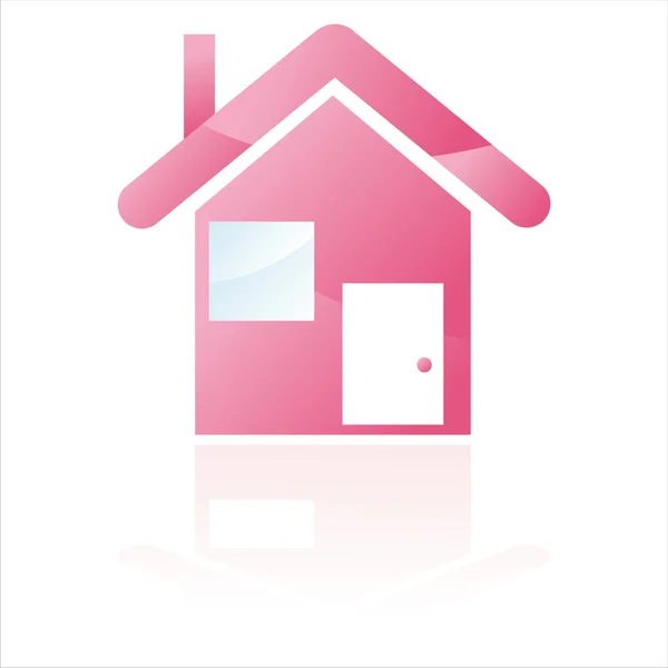Ikon rumah pink yang berkilau - Stok Vektor