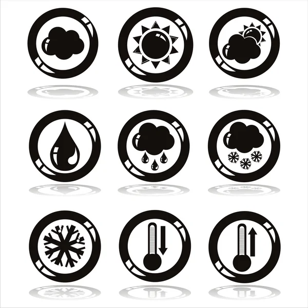 Black weather signs — Stock Vector