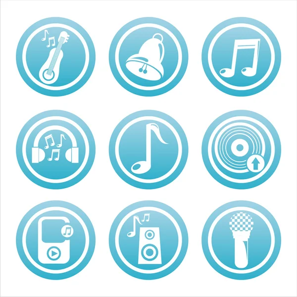 Blue music signs — Stock Vector