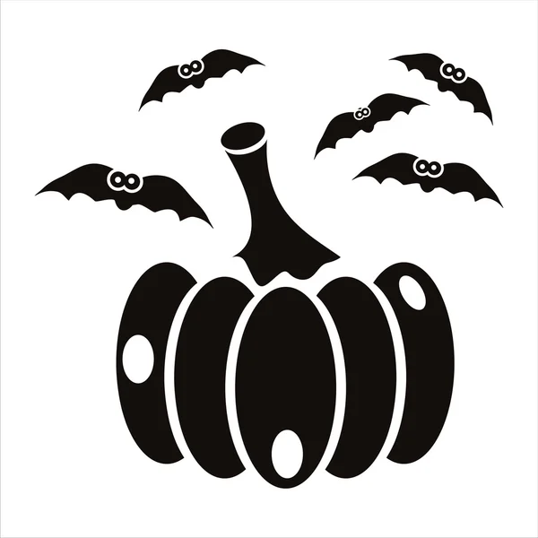 Pumpkin with bats icon — Stock Vector