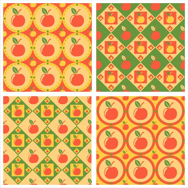 Cute apples patterns — Stock Vector