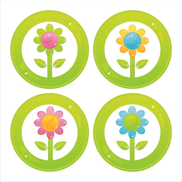 Renkli çiçekler düğmeleri — Stok Vektör