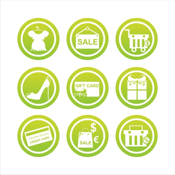 Sinais de compras verdes — Vetor de Stock