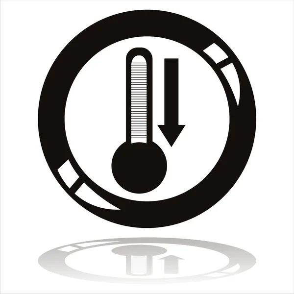 Botão termómetro preto — Vetor de Stock